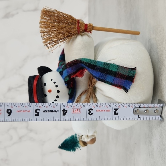 Tabletop Stuffed Snowman Doll with Top Hat and Scarf Winter Christmas Decor - Picture 10 of 11